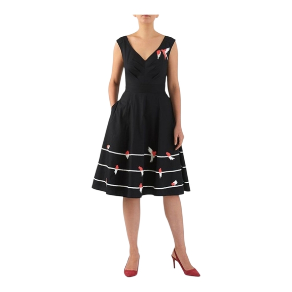 Bird On A Wire Rockabilly Dress Pin Up Betty Page Embroidered - Picture 1 of 15